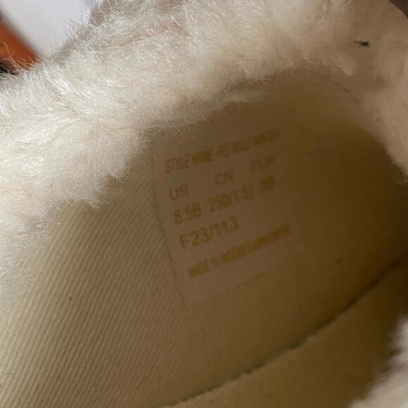 Kate Spade Fez Mule Faux Fur Wht Large Logo Leather Slip On Shoes Women- SZ 8.5 - Picture 7 of 9